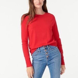 J. Crew Margot 100% Merino Wool Crewneck Sweater in Red Classic Preppy Women's S